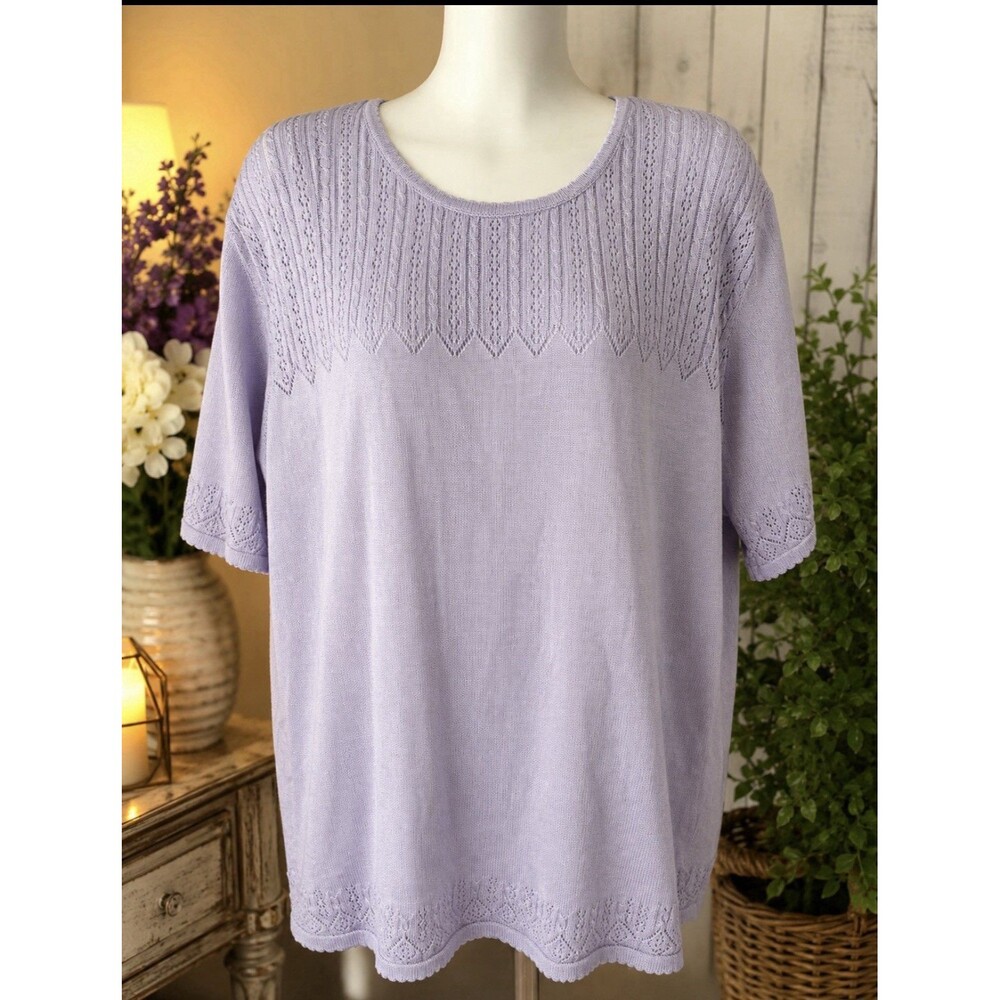 Alfred Dunner 3X Women’s Lilac Purple Knit Sweater Top 48” Bust 27” Length